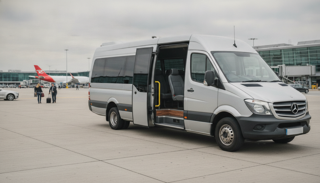Room for Everyone: Large Family Gatwick Airport Transfers by Minibus — executive minibus meeting a group at Gatwick Airport