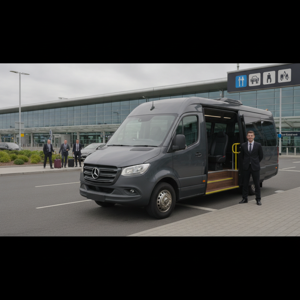 Group Types We Serve | Gatwick — executive minibus meeting a group at Gatwick Airport