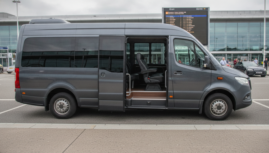 Corporate Events & Conferences: Group Minibus Transfers to Gatwick — executive minibus meeting a group at Gatwick Airport