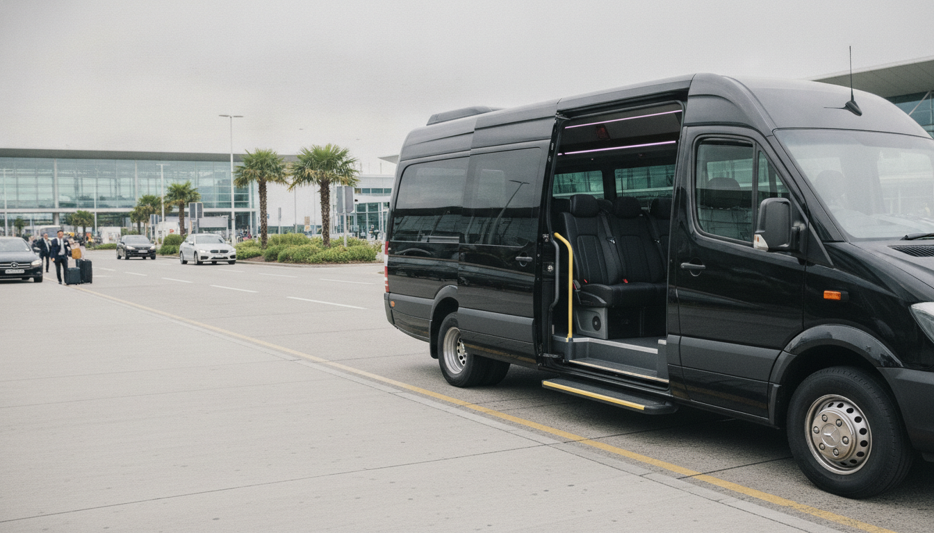 Impress Your Clients: Professional Gatwick Transfers for Business Delegations — executive minibus meeting a group at Gatwick Airport